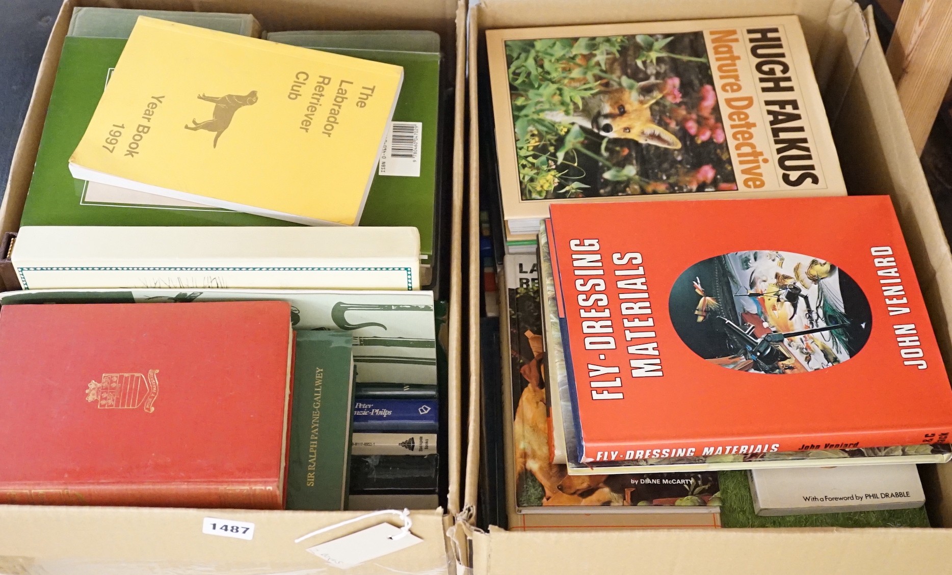 Books relating to fly fishing and gun dogs (two boxes)